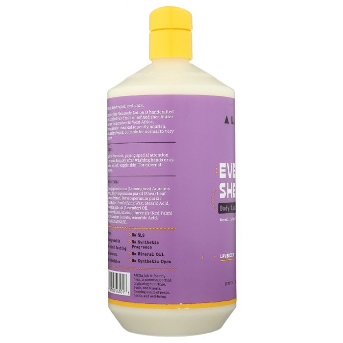 Side Label Photo of Alaffia Everyday Shea Lavender Body Lotion