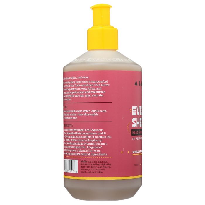 Side Label Photo of Alaffia Everyday Shea Vanilla Passion Hand Soap