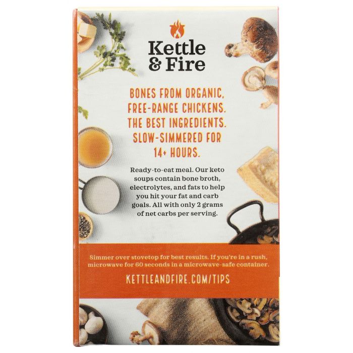 Back of the Box Photo of Kettle and Fire Mushroom Bisque Bone Broth Soup