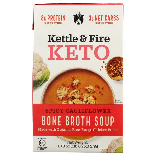 A Product Photo of Kettle and Fire Spicy Cauliflower Bone Broth Soup
