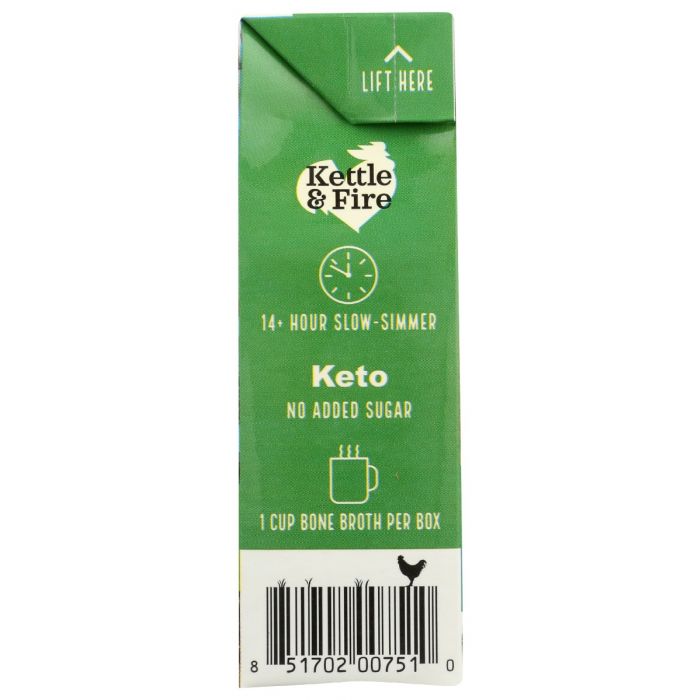 Side Label Photo of Kettle and Fire Brocolli CheddarBone Broth Soup