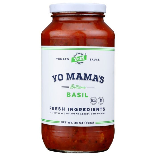 A Product Photo of Yo Mama's Bellisima Basil Tomato Sauce