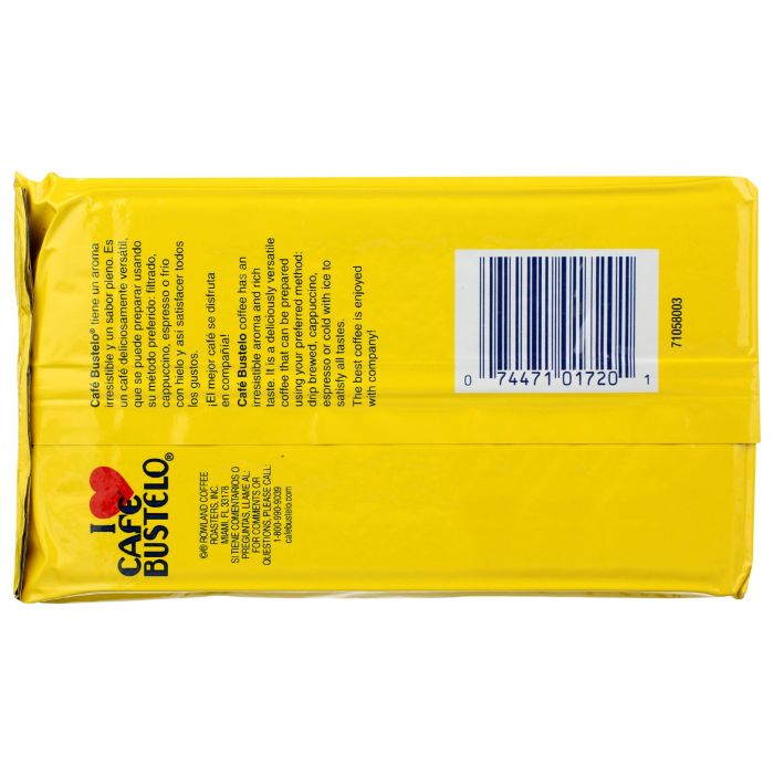 Back Packaging Photo of Cafe Bustelo Espresso Ground Coffee