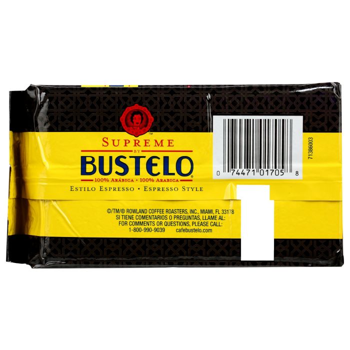 Back Packaging Photo of Cafe Bustelo Supreme Espresso Ground Coffee