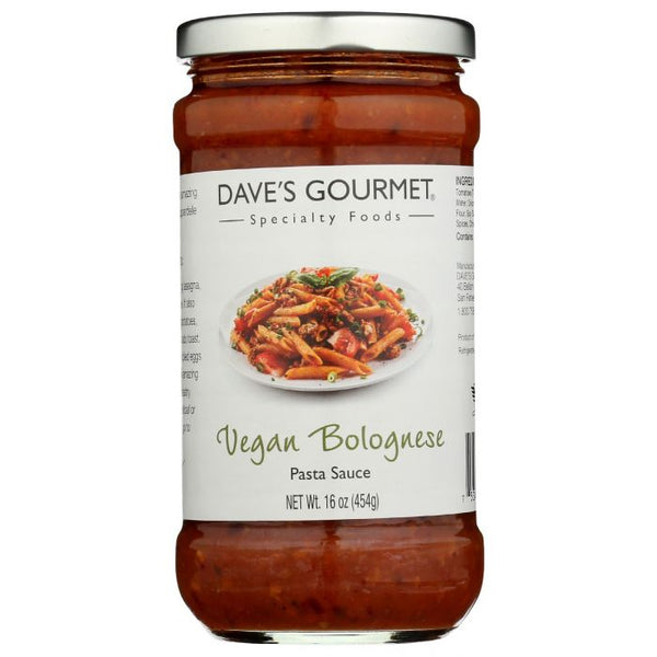 A Product Photo of Dave's Gourmet Vegan Bolognese Pasta Sauce