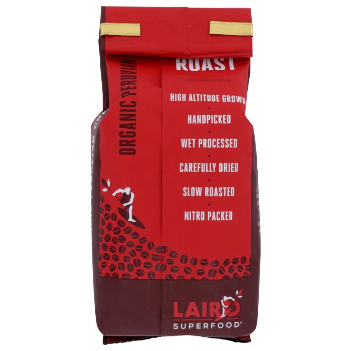 Back Packaging Photo of Laird Medium Roast Organic Peruvian Ground Coffee
