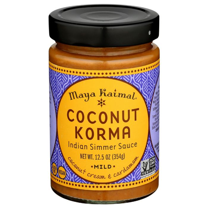 A Product Photo of Maya Kaimal Coconut Korma Mild Indian Simmer Sauce