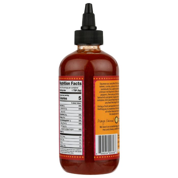 Back of the Bottle Photo of Maya Kaimal Red Chili Sauce