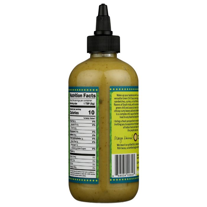 Back of the Bottle Photo of Maya Kaimal Green Chili Sauce