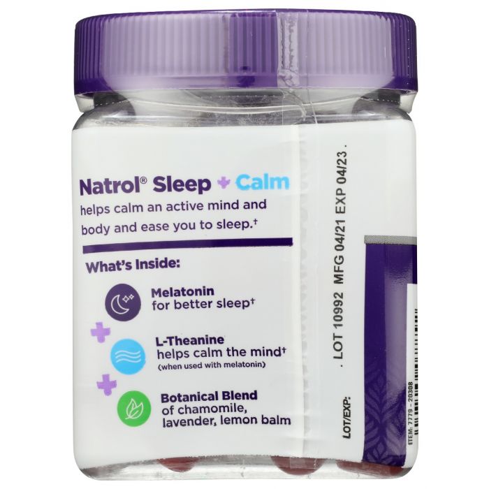 Description label photo of Natrol Sleep Calm Gummy
