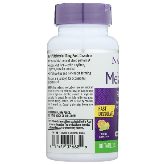 Side photo of Natrol Sleep Support 10mg Citrus Fast Dissolve Tablets