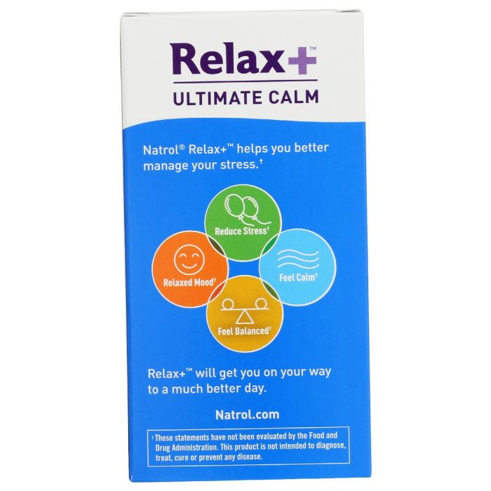 Description label photo of Natrol RelaxPlus Ultimate Calm Mood and Stress