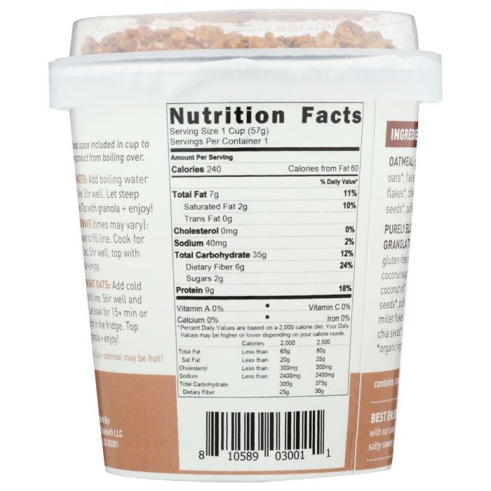 Nutritional Label Photo of Purely Elizabeth Original Superfood Oats