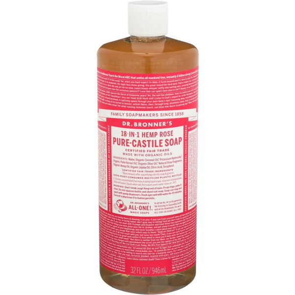 Product photo of Dr. Bronner Rose Pure Castile Liquid Soap