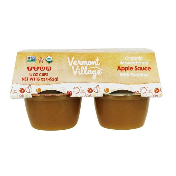 A Product Photo of Vermont Village Apple Sauce with Peaches 