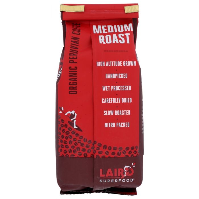 Back Packaging Photo of Laird Medium Roast Organic Peruvian Coffee